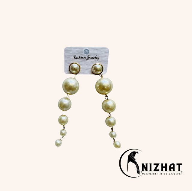 1 Paire boucles d'oreilles perles rondes couleur or , bijoux pour femmes - Nizhat 