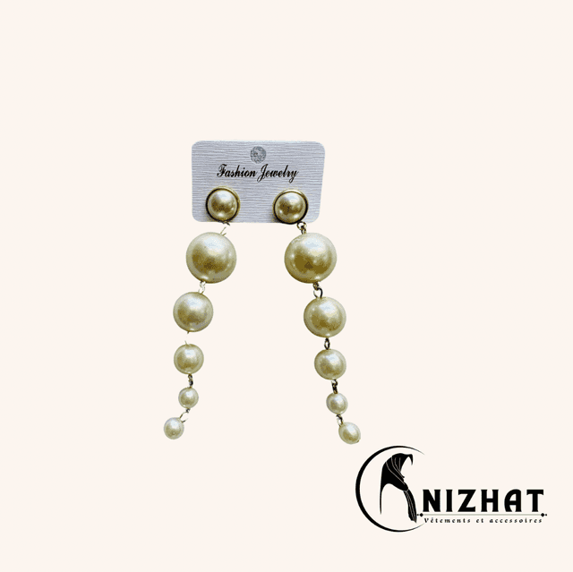 1 Paire boucles d&#039;oreilles perles rondes couleur or , bijoux pour femmes - Nizhat 