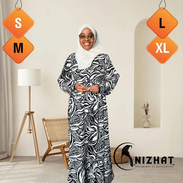 Robe longue imprimée - Noir &amp; blanc