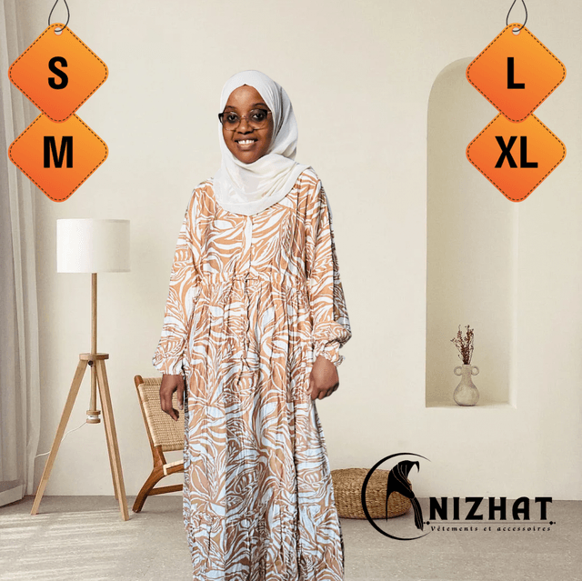 Robe longue imprimée - chocolat &amp; blanc